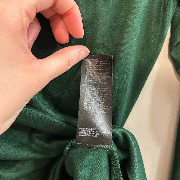 Reiss Deep Green Long Sleeve V-Neck Top - Picture 6 of 7